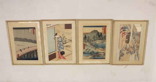 Japanese Signed Woodblock Print Set