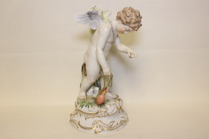 Antique Meissen Porcelain Figurine of Cupid Leadin