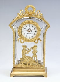 Antique French Bronze Crystal Tiffany Clock