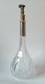 Antique German Crystal Silver Decanter