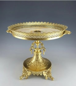 Large19C French Japanesque Gilt Bronze Centerpiece