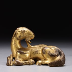 Chinese Gilt Bronze Beast Paper Weight
