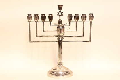Sterling Silver Hanukkah Menorah Lamp,1940