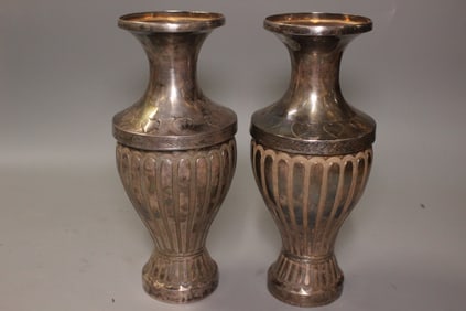 Pair of Chinese Silver Vases