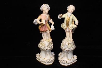 Two KPM Germany Hand Painted Porcelain Figurines