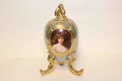 Antique Royal Vienna Egg Shape Porcelain Box