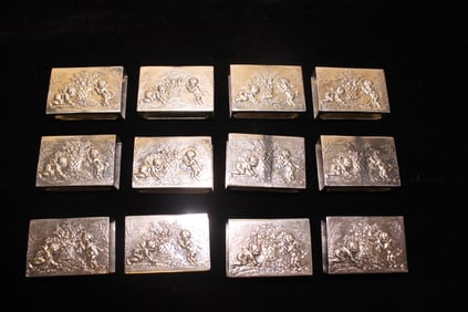 12 Pics, European Silver Match Holder ,19th.C