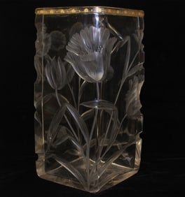 High Quality Etched Glass Rhombus Vase