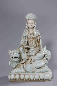 Chinese Yuan Style Porcelain Guanyin Statue