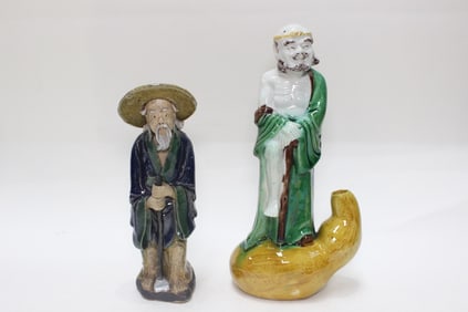 Two Chinese Glazed Porcelain Figurines