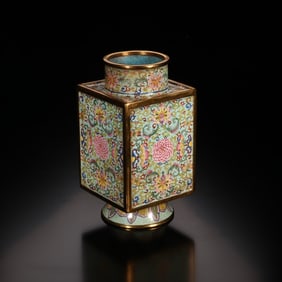 Chinese Gilt Bronze Enamel Four-Sided Vase,Mark
