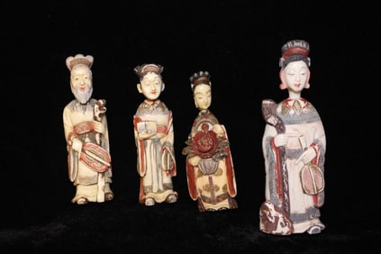 Four Hand Carved Bone Figurines