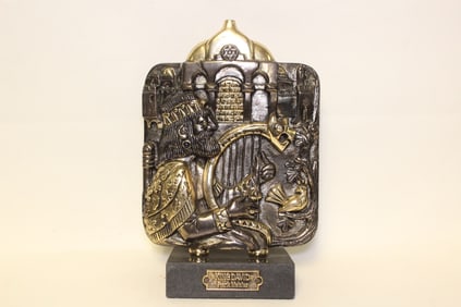 Bronze "King David Play Harp by Frank Meister