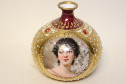 Royal Vienna Porcelain Jeweled Vase