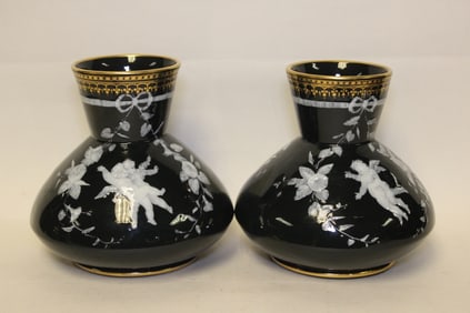 PAIR OF Pate Sur Pate PORCELAIN VASES,Signed