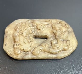 Chinese Jade Carved Chilong Plaque