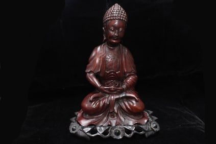 Chinese Wood Carved Buddha Statue, Qing