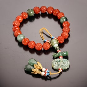 Chinese Nanhong Agate Beads Bracelet