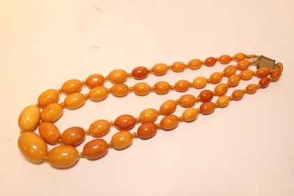 Yellow Amber Beaded Necklace