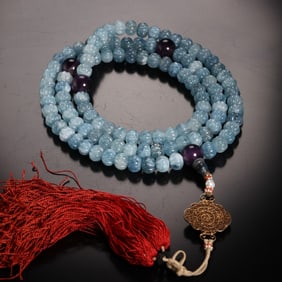 Chinese Blue Aquamarine108 Necklace