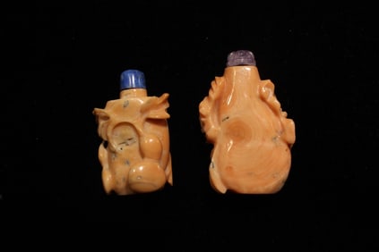 Two Coral Carved Snuff Bottles