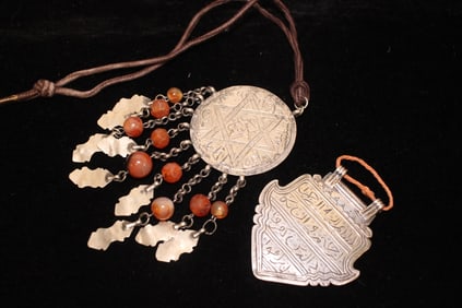 Two Antique Amulet Pendant Plate in Silver