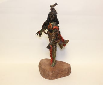 Polychrome Bronze of a Native American Indian Chie
