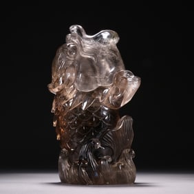 Chinese Crystal Carved Fish Brushpot