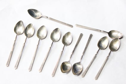 11Pics Sterling Silver Dessert Spoons in Case