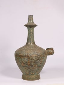Chinese Bronze Vase w Gold Inlaid