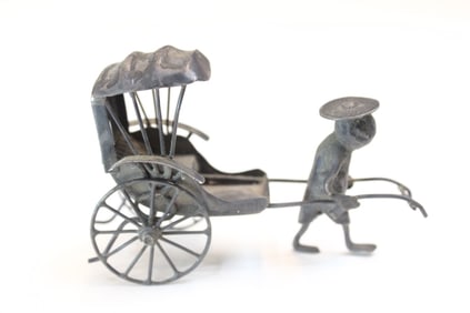 Antique Chinese Export Silver Rickshaw Sedan Chair