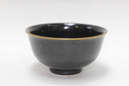 Chinese Black Glazed Porcelain Bowl,Mark