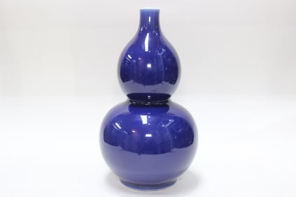 Chinese Blue Glazed Porcelain Gourd Vase,Mark
