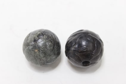 Two Chinese Jade Beads