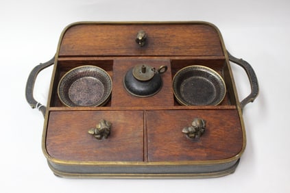 Antique Chinese Huanghuagli Wood Opium Smoking Tra