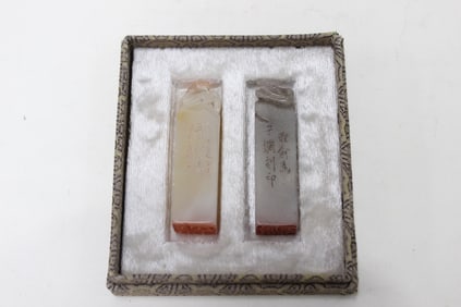 Two Chinese Soapstone Carved Seals