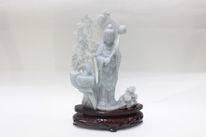 Chinese Jadeite Carved Guanyin Sculpture