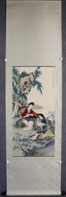 Chinese Hand Paint Ink Color Scroll Painting,Signe