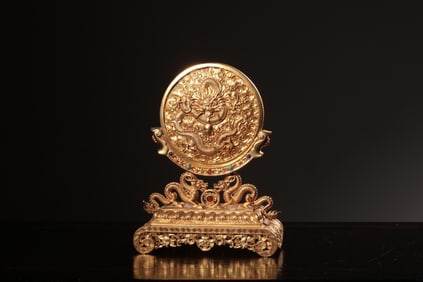 Chinese Gilt Bronze Table Screen,Mark