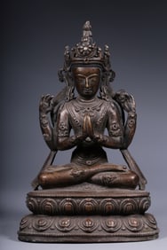 Chinese Bronze Four Arms Buddha Sculpture