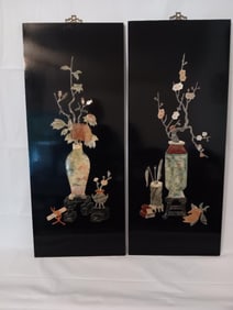 Chinese Lacquer Wood Wall Panels,Pair