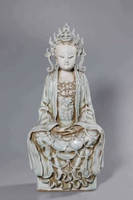 Chinese Yuan Style Porcelain Guanyin Statue