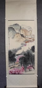 Chinese Hand Paint Ink Color Scroll Painting