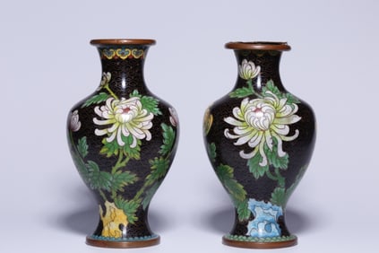 Pair of Chinese Cloisonne Vases