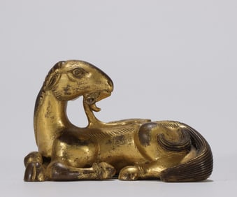 Chinese Gilt Bronze Beast Paper Weight