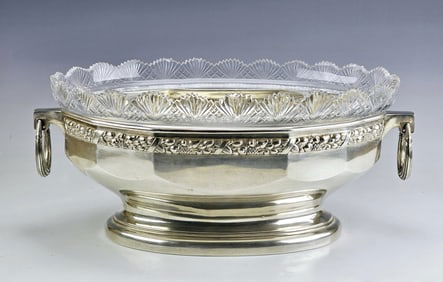 Lrg Antique German Silver Crystal Centerpiece
