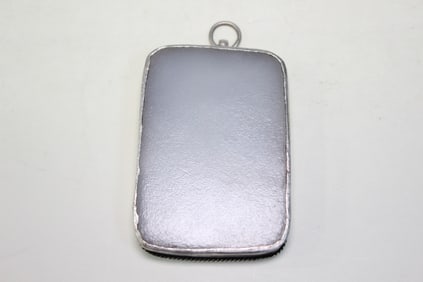 A White Jade Plaque w Silver Mount