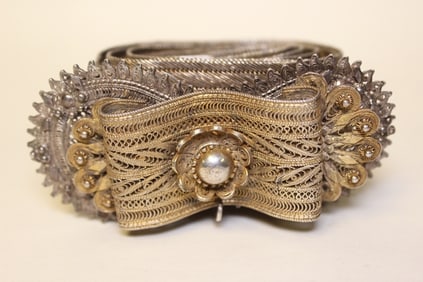 19th.C Turkoman Silver Filigree Belt