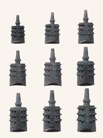 Chinese Bronze Bell Statues Set