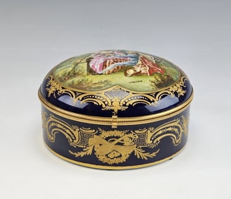 Lrg Antique French Sevres Porcelain Jewelry Box